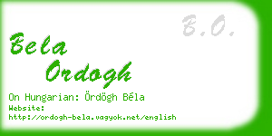 bela ordogh business card