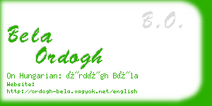 bela ordogh business card